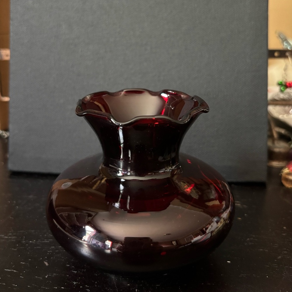 Vintage ruby red glass bud vase